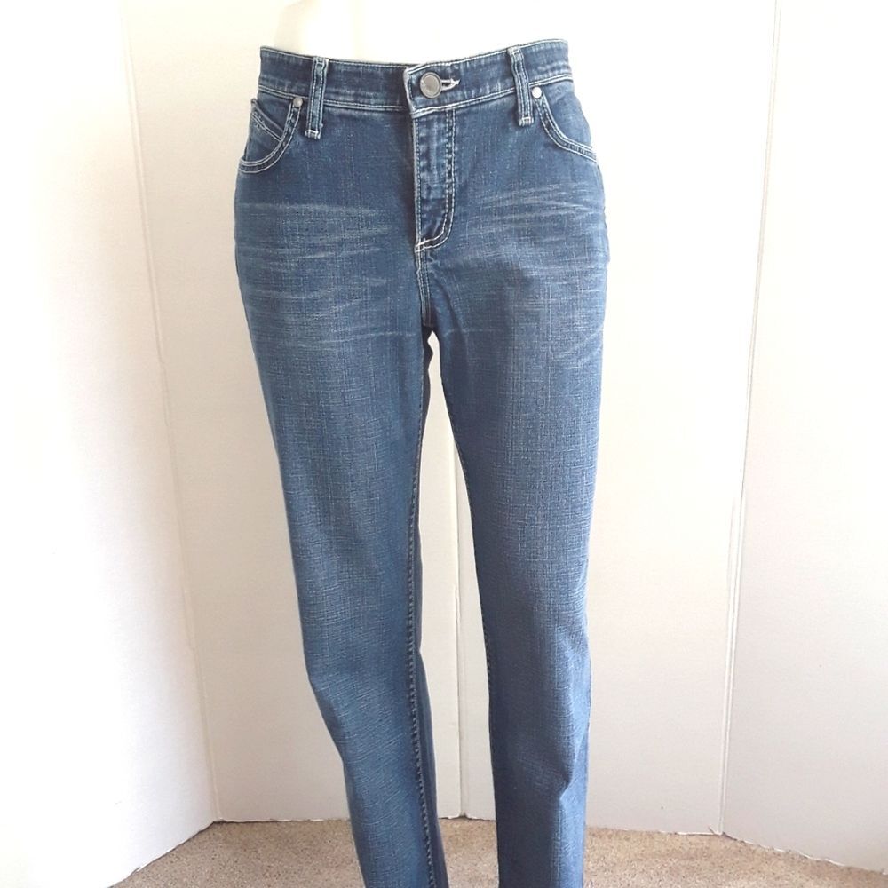 WRANGLE Q-BABY EMBELLISHED POCKETS BOOT CUT JEANS SZ 7/8 X 34